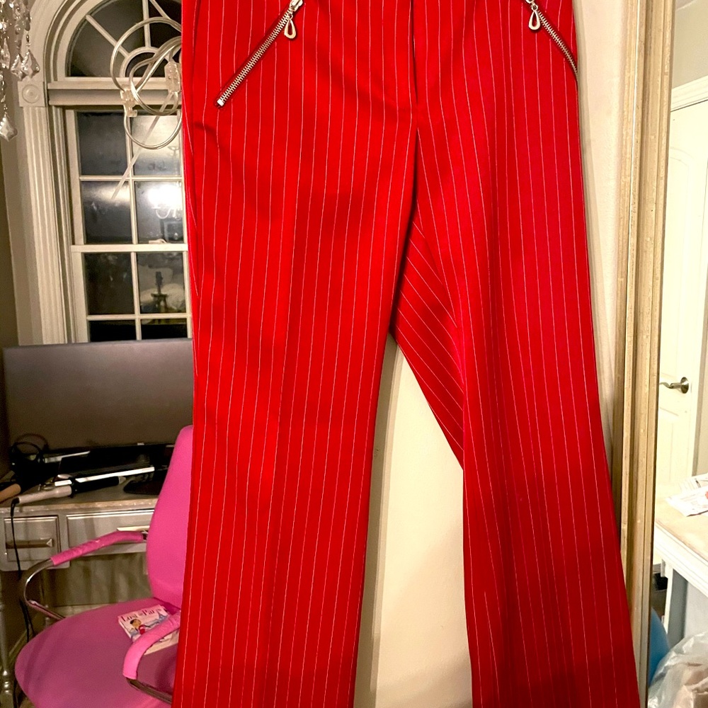 Cache red striped women’s dress pants